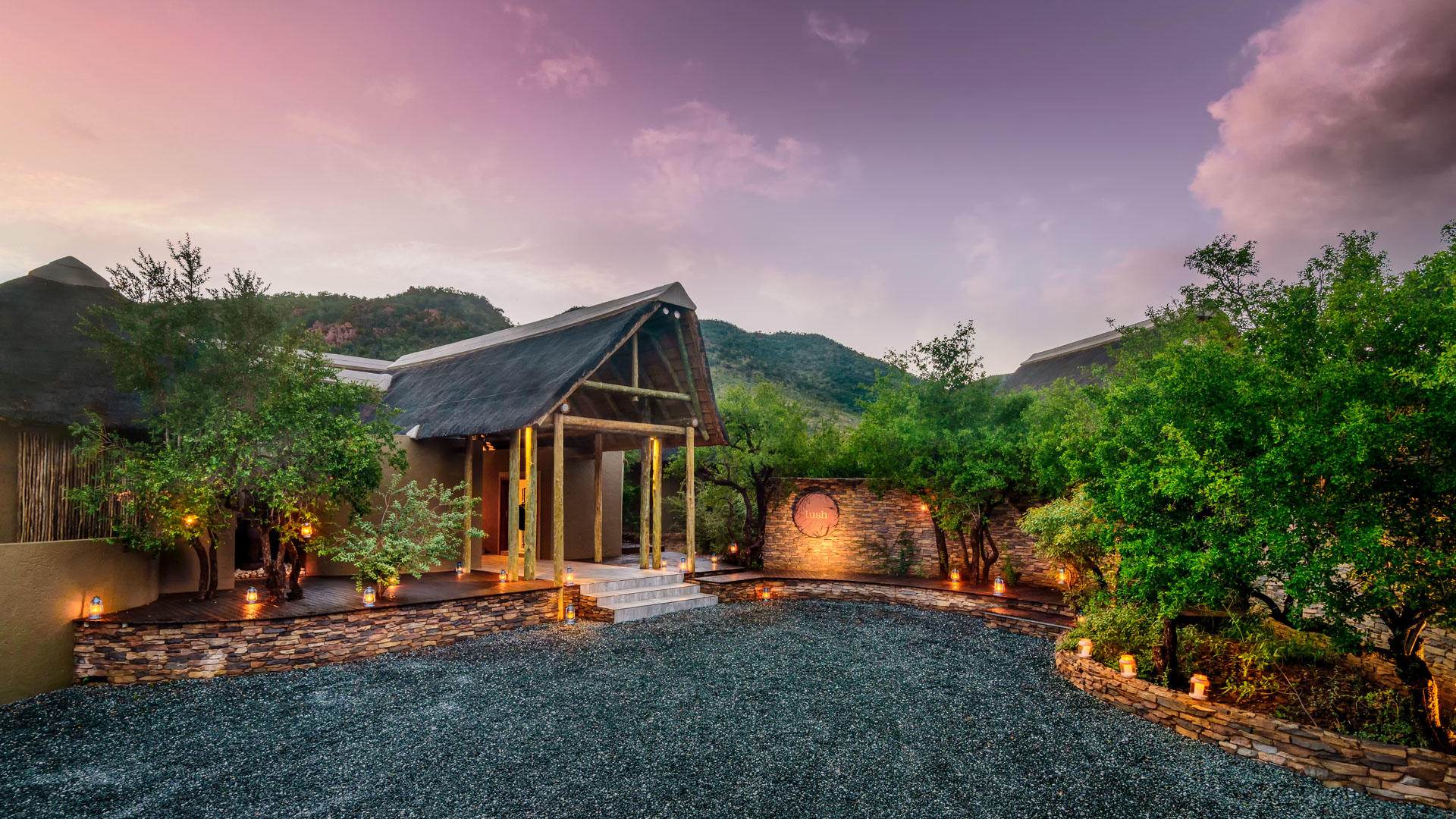 Lush Private Game Lodge suite and deck in the Black Rhino Reserve, Pilanesberg