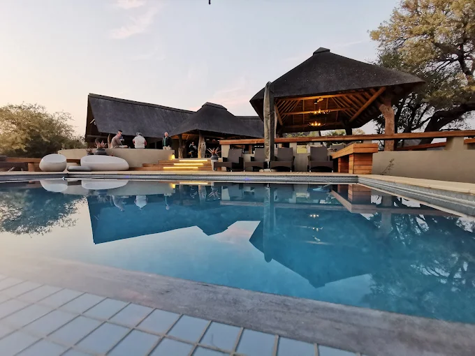 RockFig Safari Lodge pool at dusk in the Timbavati Reserve